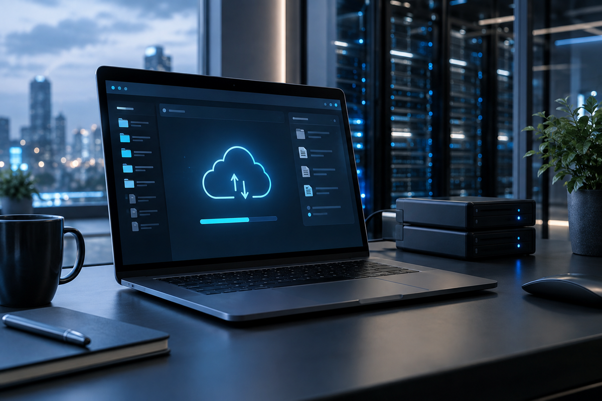 Realistic cloud backup and data protection workspace
