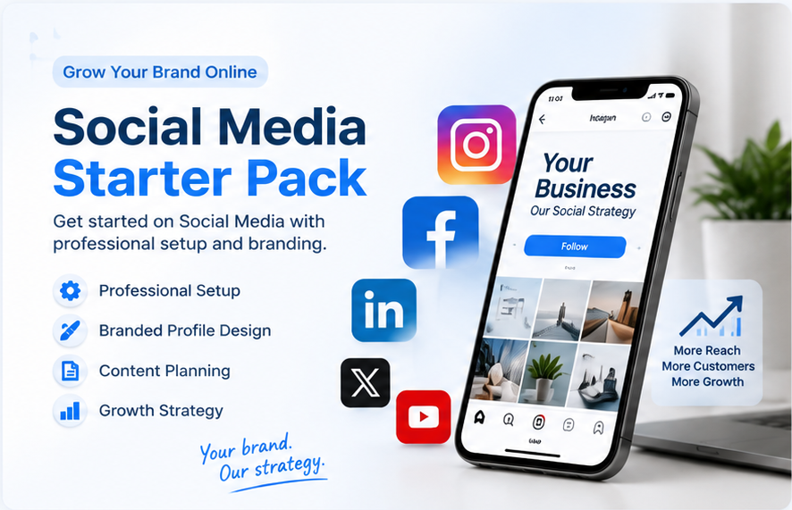 Dwarkesh Enterprises Social Media Starter Pack professional setup, branded profile design, content planning and growth strategy