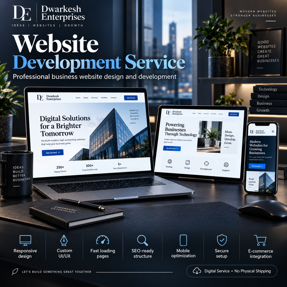Dwarkesh Enterprises website development service overview